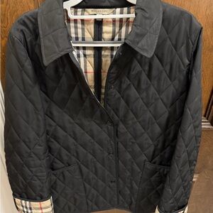 Burberry London Quilted Jacket Women’s Small Black Nova Check Lined Authentic